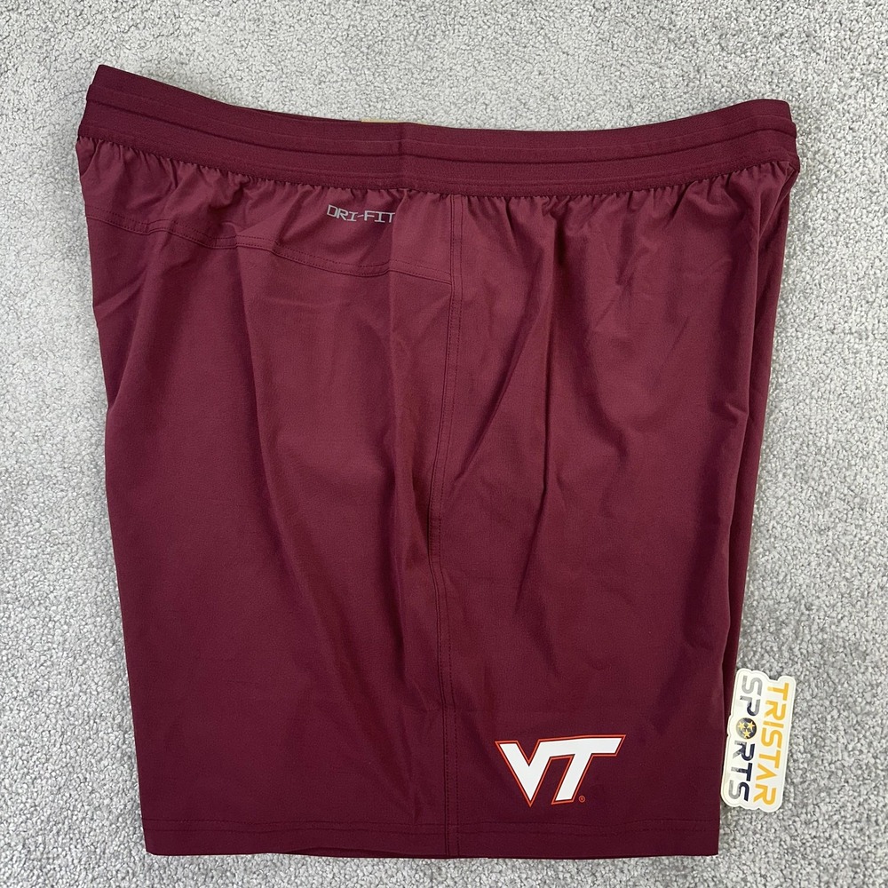 Virginia Tech Hokies Shorts Mens 2XL Maroon NCAA Football Nike Dri Fit On Field